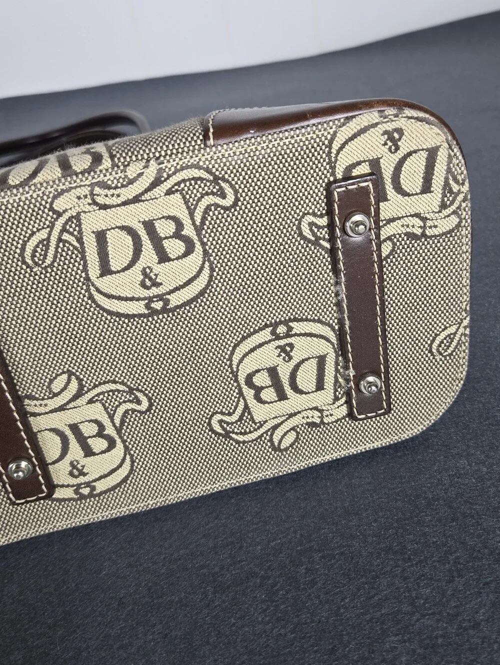 Dooney & Bourke Brown and Tan DB Logo Satchel